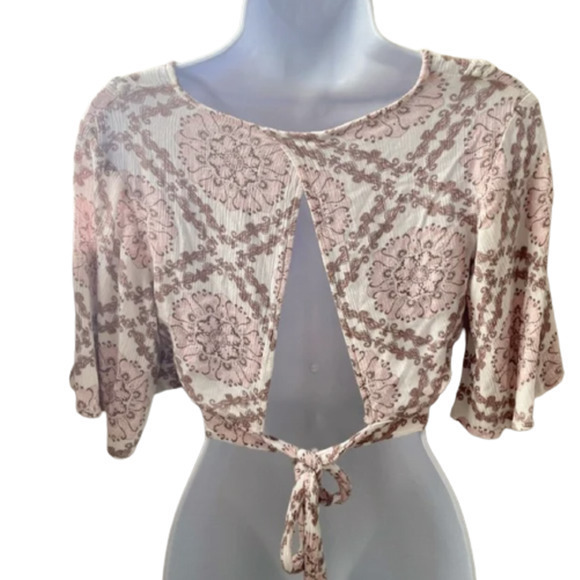NWT Charlotte Russe XL Wrap Top Coverup Beach Swim Crop Top Boho - Picture 3 of 14